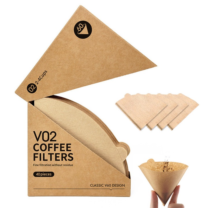Set 40 Filtre de Cafea Conice, BYONDSELF®, Design Conic, Reutilizabil, Maro
