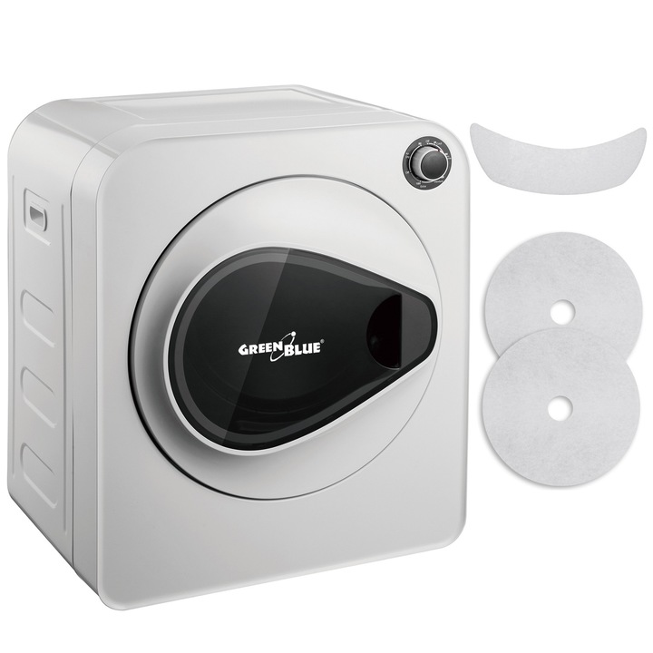 Комплект електрическа сушилня за дрехи GreenBlue GB405 с 3 филтъра GreenBlue GB483, 3 кг, 830 W, бял
