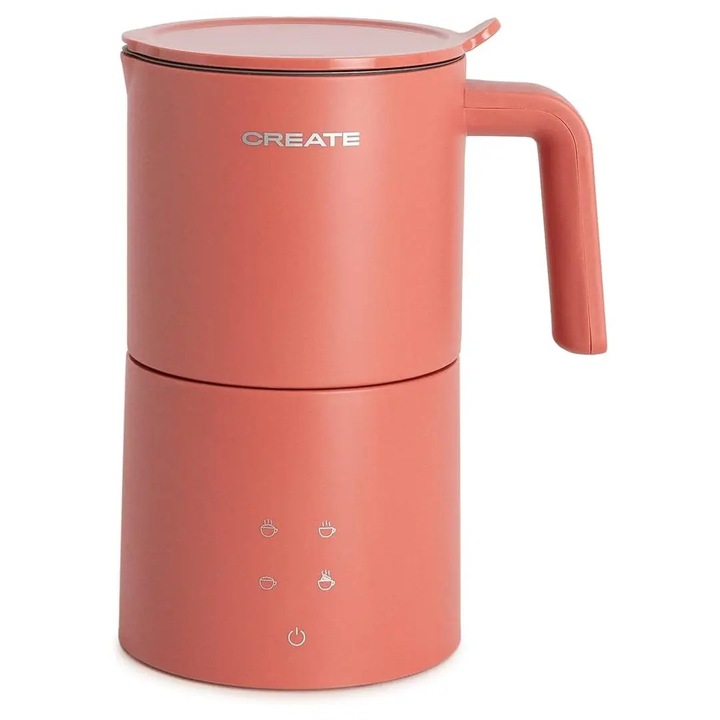 Aparat de spumare lapte CREATE, Milk Frother Studio Pro, 620 ml, 4 programe, preparare bauturi reci/calde, panou senzor touch, piese lavabile in masina de spalat vase, potrivit pentru latte, cappuccino, ciocolata calda, teracota