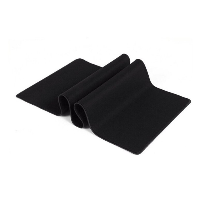 Nagy egérpad, kiváló minőségű gumi, kiváló rugalmasságú, csúszásmentes, fekete