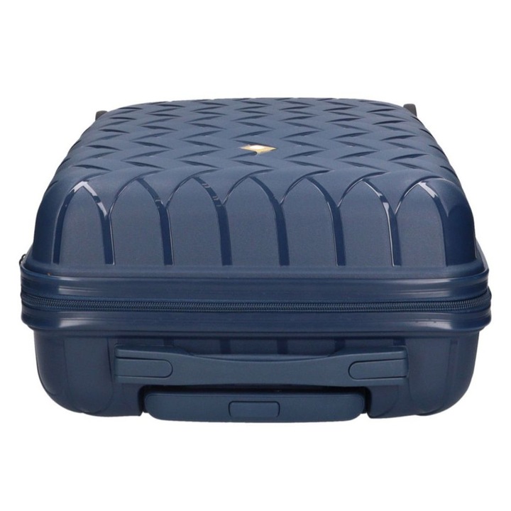 Куфар Benzi BZ 5806, за ръчен багаж, полипропилен, 4 двойни колела и шифър, 55 см, Тъмносин