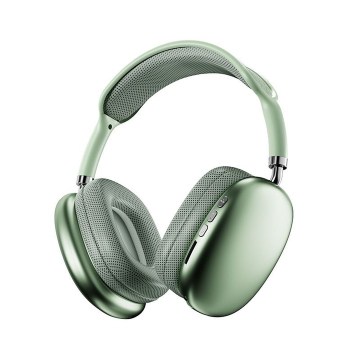 Безжични слушалки P9 Pro Max, Bluetooth, зелени, комплект с FM радио, слот за microSD