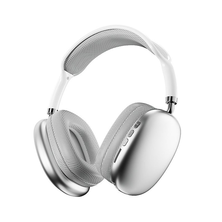 Безжични слушалки P9 Pro Max, бели, Bluetooth връзка/3.5 мм жак, FM радио, слот за microSD/TF карта