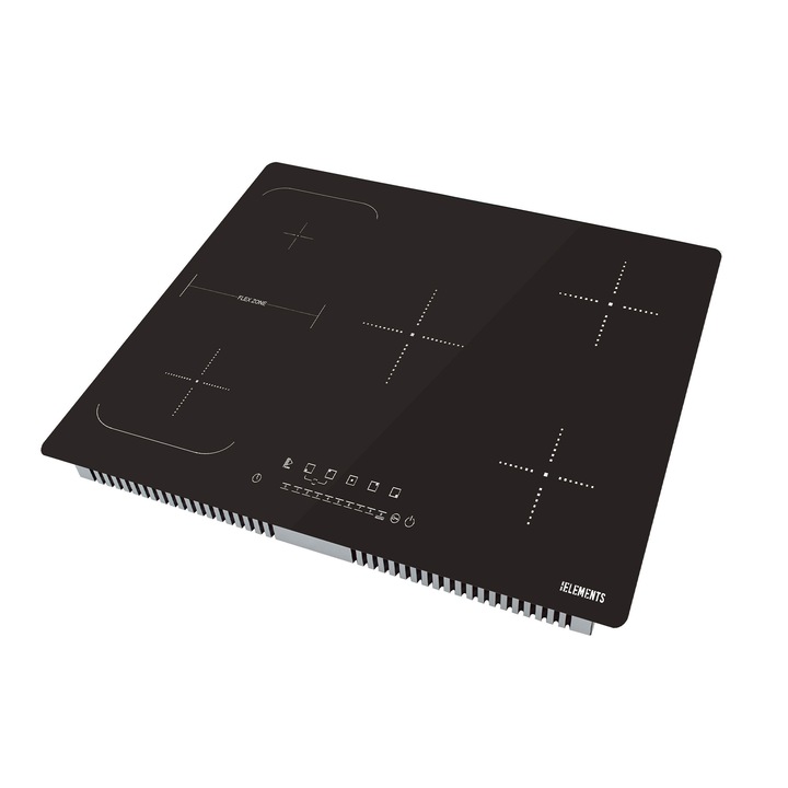 Индукционен котлон KB-ELEMENTS – 5 зони за готвене и гъвкава зона, 9400 W, сензорно управление, усилвател, 75% икономия на енергия, пълна безопасност