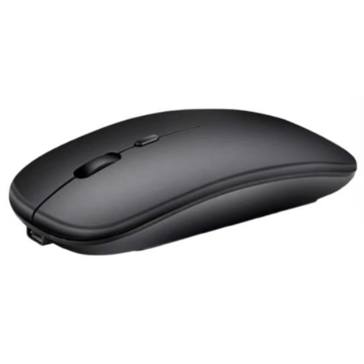 Mouse Wireless 4 Butoane, Conectare La 3 Dispozitive Simultan, Mouse Fara Fir, Lumini RGB, Mouse Bluetooth 2.4GHz, DPI 1600, Win/MacOS, Baterie 800mAh, Ergonomic, Mouse Gaming si Office, Negru