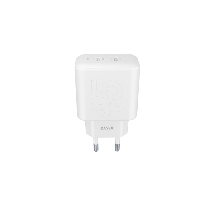 AVAX CH602W SPEEDY+ 45W GaN адаптер за бързо зареждане 2x USB-C (PD3.0), бял