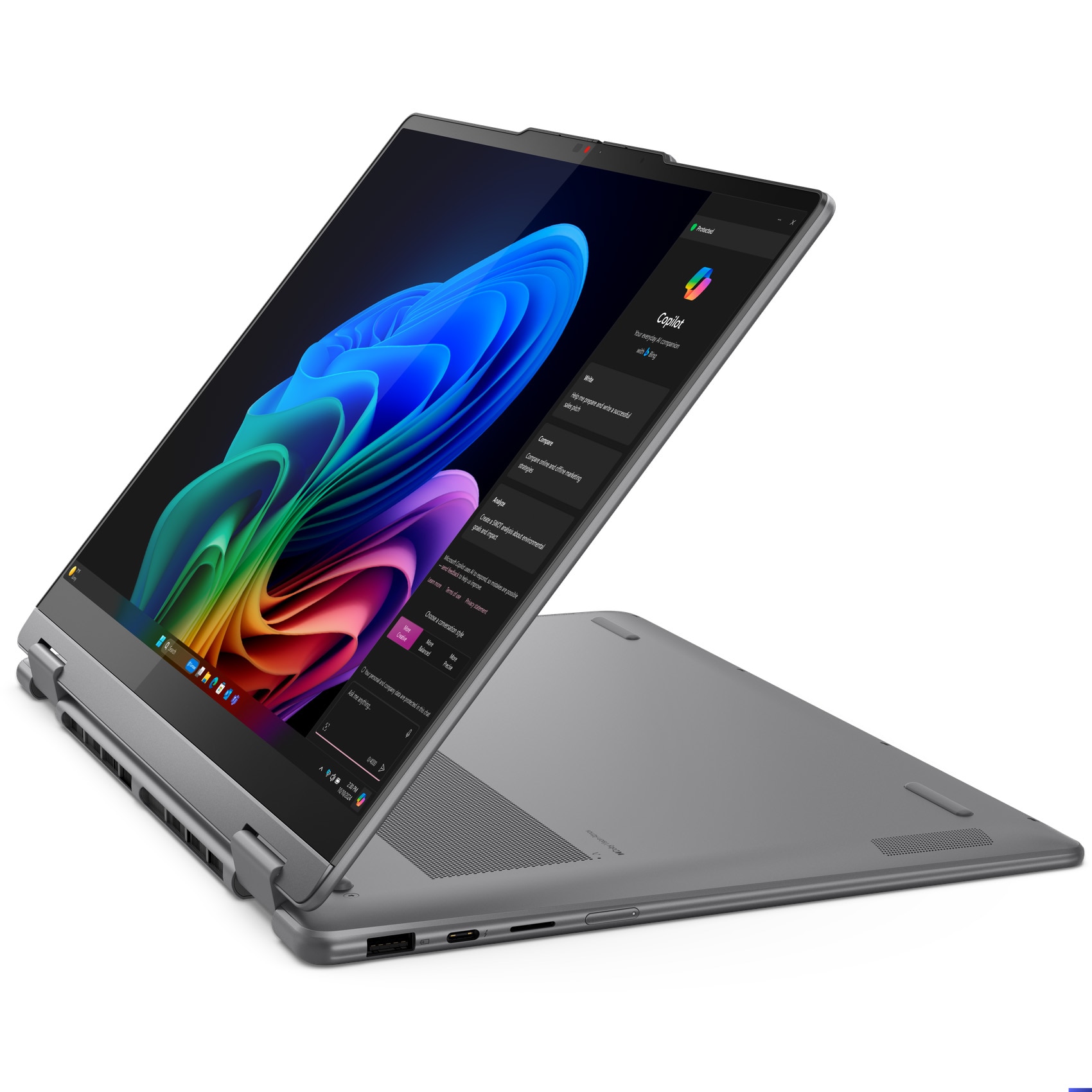 Laptop 2 in 1 Lenovo Yoga 7 14ILL10, Procesor Intel® Core™ Ultra 7 256V pana la 4.80 GHz, 14 inch, WUXGA, OLED, Touch, 16GB RAM, 1TB SSD, Intel Arc Graphics 140V, Windows 11 Pro, Gri