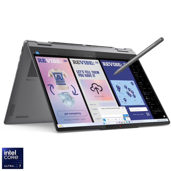 Лаптоп Lenovo Yoga 7 2-in-1 14ILL10, Intel® Core™ Ultra 7 256V, 14" WUXGA, OLED, Touch, 16GB LPDDR5x RAM, 1TB SSD, Intel® Arc™ Graphics, Windows® 11 Home, Luna Grey