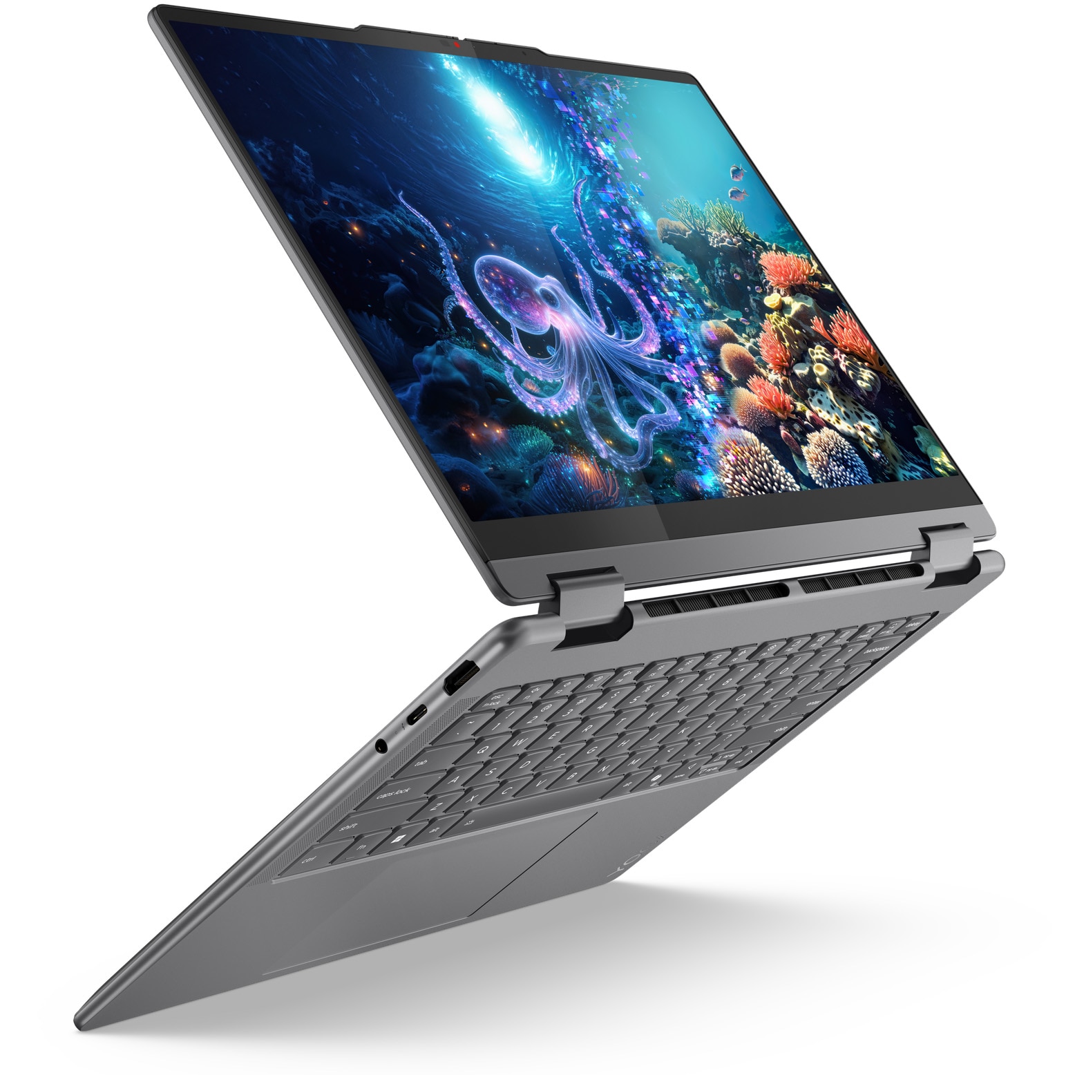Laptop 2 in 1 Lenovo Yoga 7 14ILL10, Procesor Intel® Core™ Ultra 7 256V pana la 4.80 GHz, 14 inch, WUXGA, OLED, Touch, 16GB RAM, 1TB SSD, Intel Arc Graphics 140V, Windows 11 Pro, Gri
