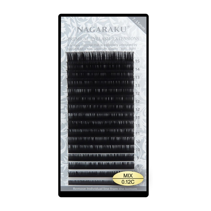 Extensii Gene Nagaraku Classic, Mix 16 Linii, C, 0.12 mm, Negru
