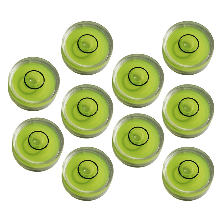 Set de 10 nivele mici rotunde cu bule, marimea 5 (15x8 mm)