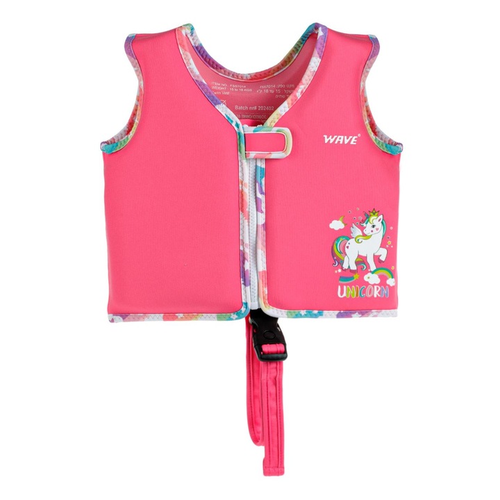 Fukszia színű, unikornis színű, habszivacs úszómellény gyerekeknek (2-3 év/15-18 kg)