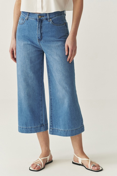 TATUUM, Blugi crop cu croiala ampla, Albastru