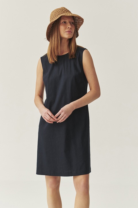 TATUUM, Rochie scurta cu croiala dreapta si buzunare laterale, fara maneci, Negru