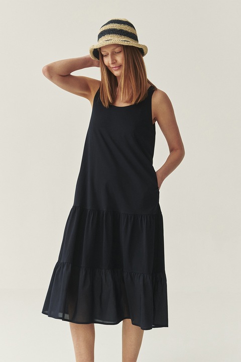 TATUUM, Rochie midi cu decolteu rotund, Negru