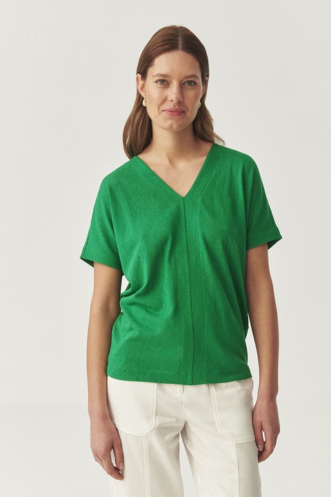 TATUUM, Bluza lejera cu decolteu in V, Verde