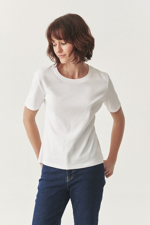 TATUUM, Tricou din bumbac cu decolteu rotund, Alb