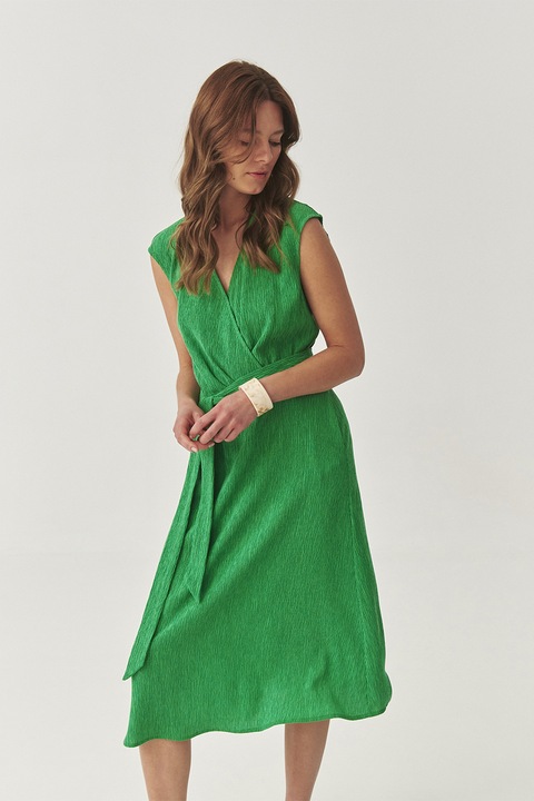 TATUUM, Rochie petrecuta din amestec de lyocell cu model texturat, Verde aquamarin