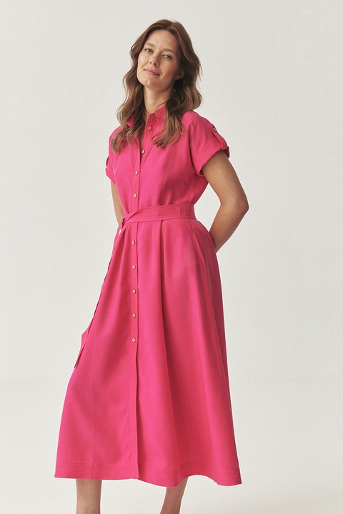 TATUUM, Rochie din amestec de lyocell si cordon in talie, Roz pastel