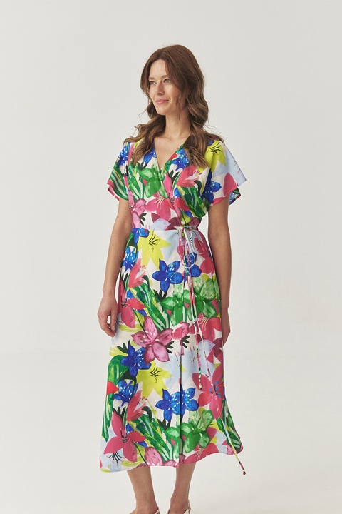 TATUUM, Rochie petrecuta cu imprimeu floral, Albastru inchis/Alb optic/Verde aquamarin