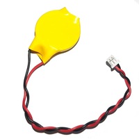 Baterie J.PAN, CMOS CR2032, 210mAh, 3V, 2 fire cu conector 1.0mm-2P, galben, 10cm
