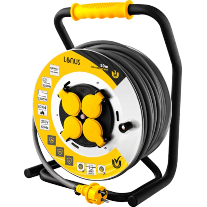 Prelungitor metalic pe rola cu tambur 50M Lunus 3x1.5mm