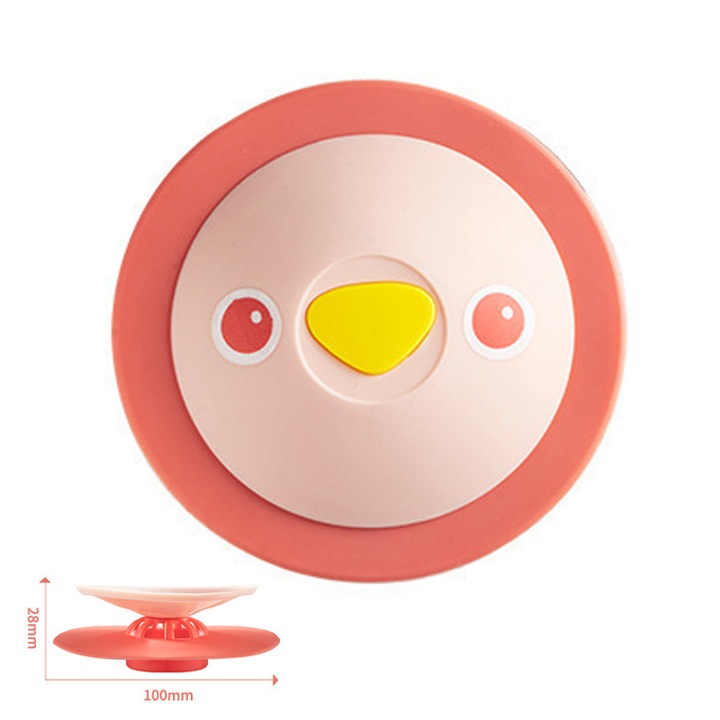 Dop chiuveta, Functia de drenaj acopera 2 in 1, filtru de par, comutator poate fi apasat, model de pasare, material siliconic, roz, 10*10cm