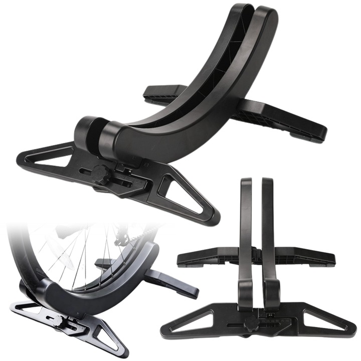 Suport Pentru Bicicleta, Gearox, 41x21 Cm, Reglare Latime 30 Mm - 80 Mm, Material Metal, Greutate 1,2 Kg, Dimensiune Compacta, Negru