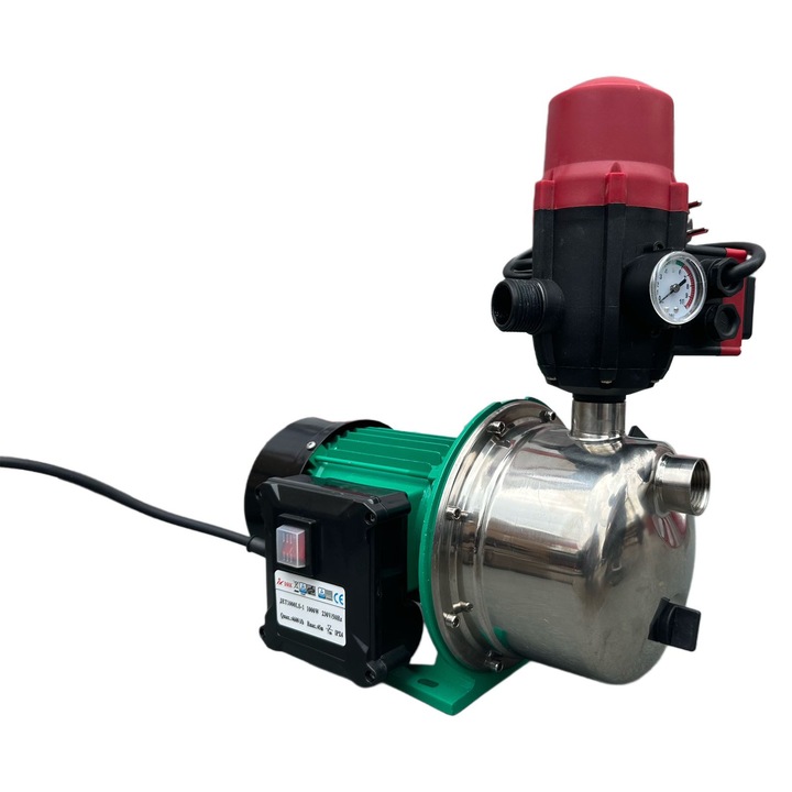 Pompa suprafata DRK JET1000LS-1 inox + Presostat Electronic DRK cu priza, Model PC-13AB