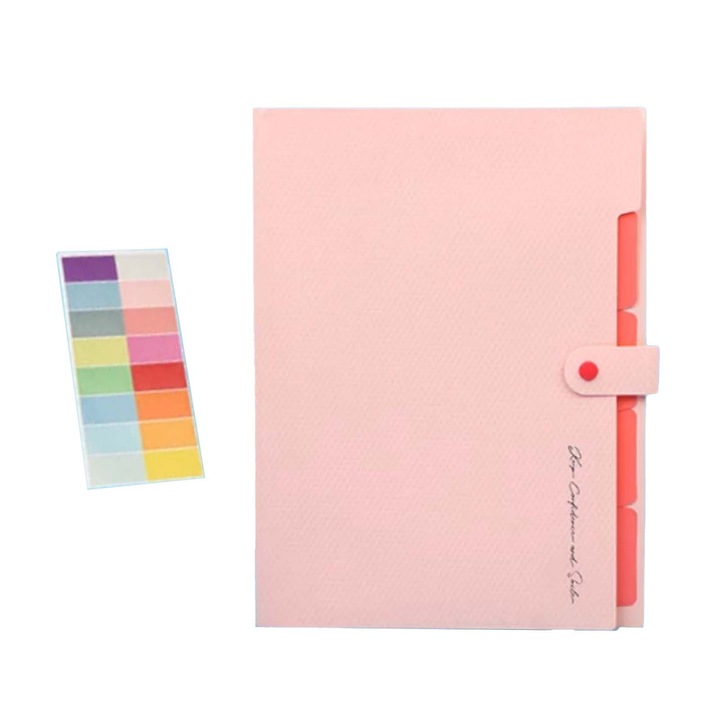 Clasor roz TREXORA, design cu inchidere tip buton, impermeabila, portabila