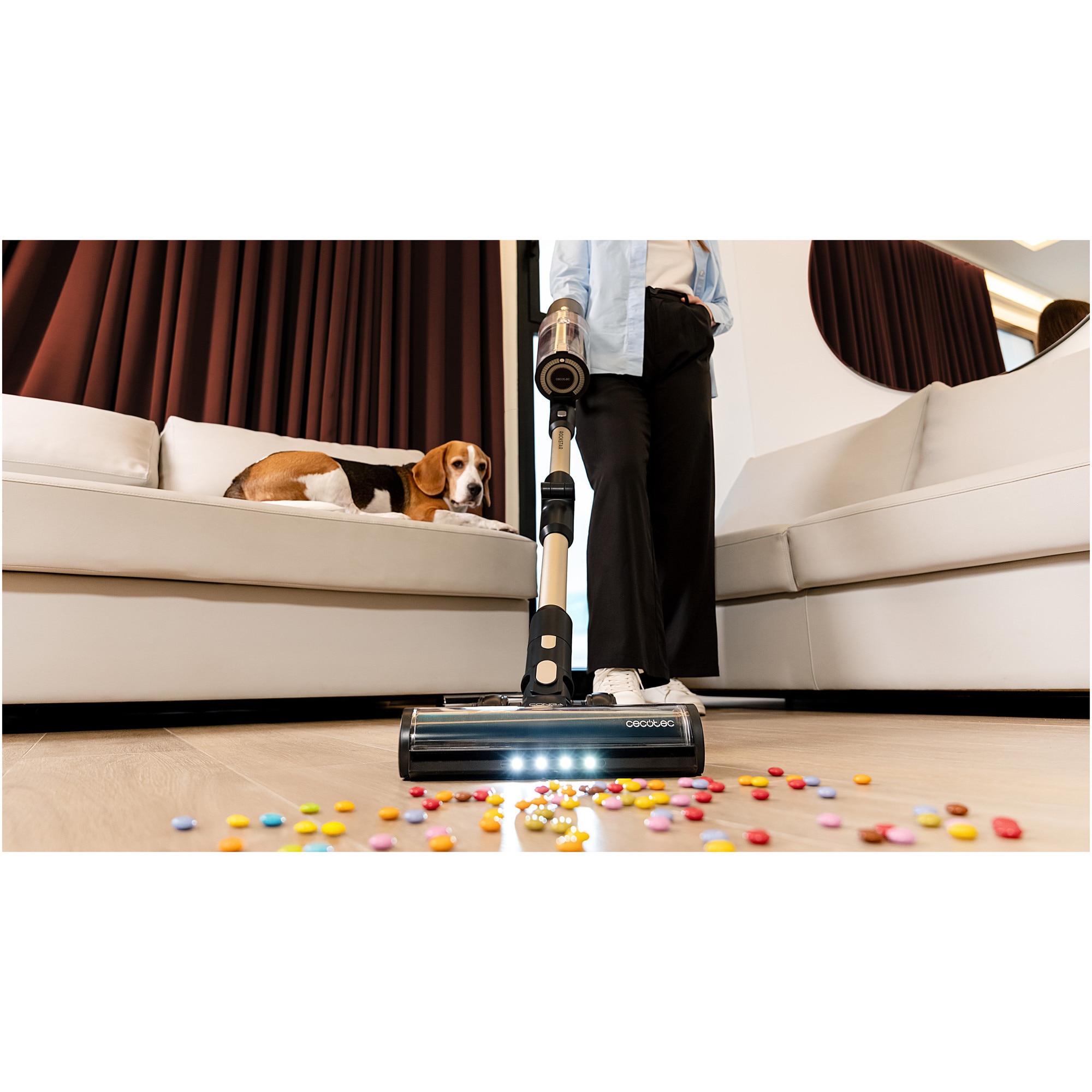 Aspirator vertical Cecotec A01_EU01_102268 Conga Rockstar 5500 Hurricane Station Pet Flex cu baza cu autogolire, 220 AW, 700 W, negru/gri