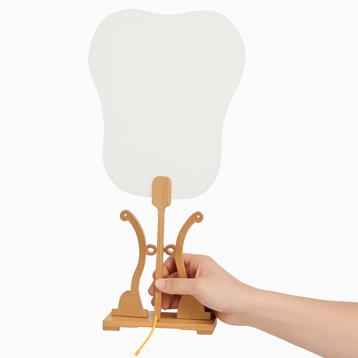 Evantai, hartie de orez, nescris, caligrafie chineza pictura creatie, decor, cu maner, alb