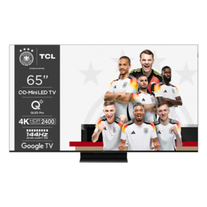 Televizor TCL 65MQLED85 QLED, 165 cm, 4K UHD, HDR, Smart TV, control vocal, 144 Hz