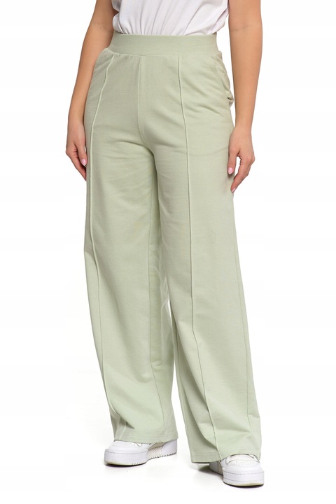 Дамски панталон, Moraj, елегантен, висока талия, каки, памук