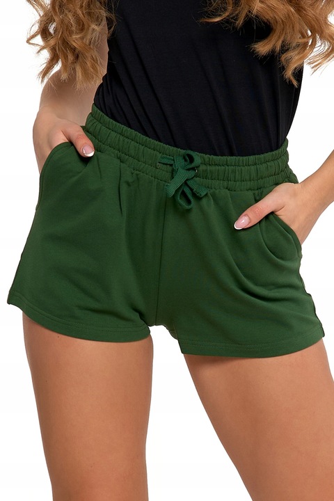 Pantaloni scurti dama, Moraj, bumbac, elastan, verde, set, M INTL