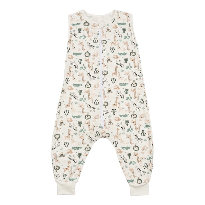 Sac dormit copii de vara din bumbac cu picioare 18-36 luni Kidizi® Safari, 0.5 tog