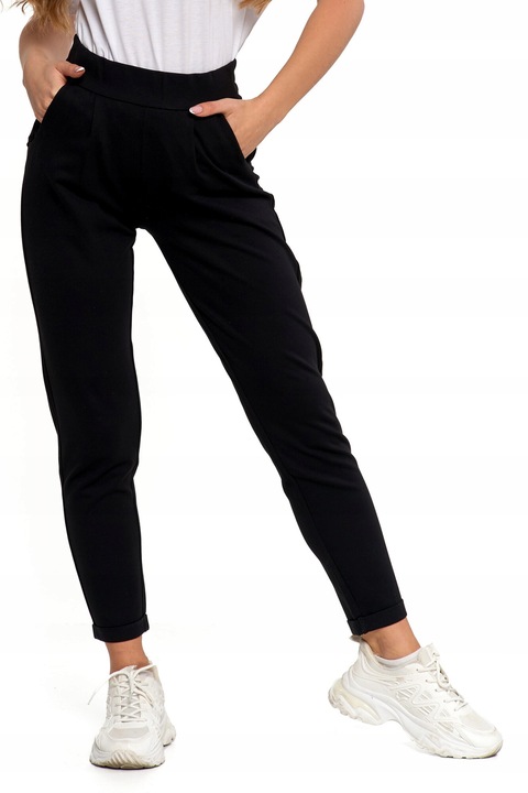 Pantaloni dama, Moraj, negri, croiala dreapta, material elastic