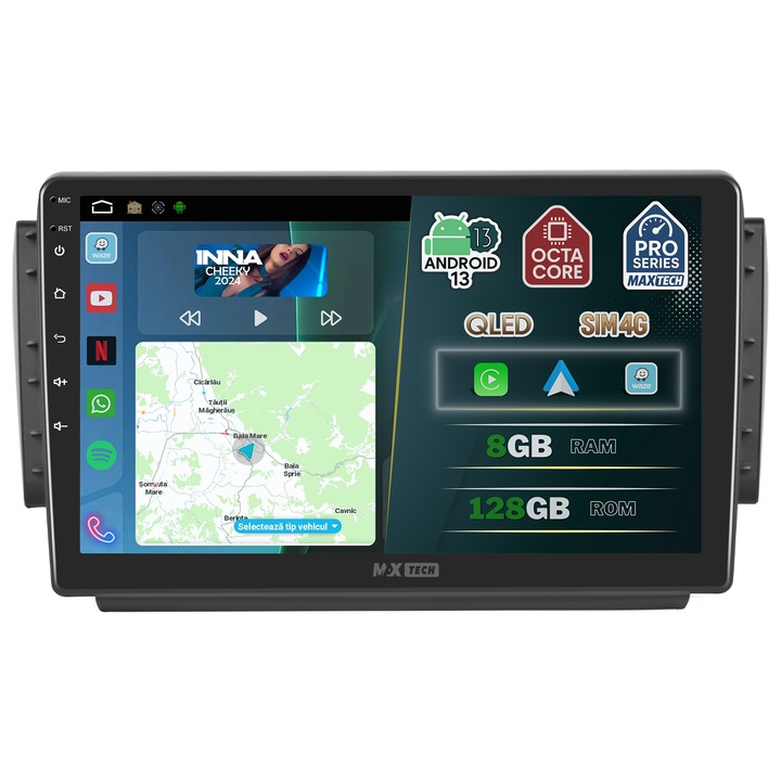 Навигация за Peugeot 208 2012-2019, MaxTech® PRO SERIES, 8 GB Ram 128 GB Rom OctaCore, Carplay и Android auto, 9" HD сензорен екран, SIM карта 4G, GPS, Wifi, Bluetooth, радио, EQ, Waze