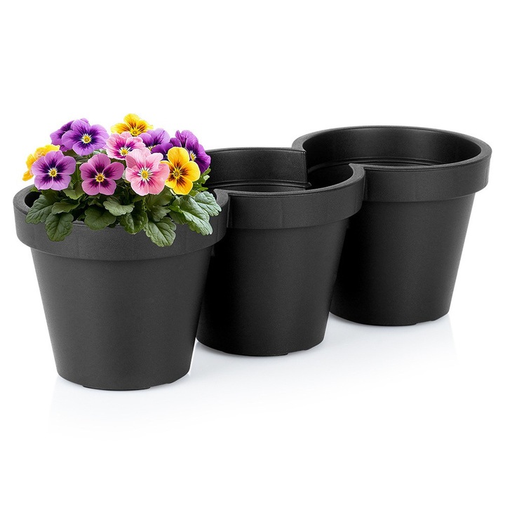 Vaza De Gradina, Vilde, 39.5x14.5 cm, Material Ecologic Si Durabil, 90% Din Reciclare, Utilizare Universala - Gradina, Terasa, Balcon, Rezistenta La Conditii Meteorologice, Decoratiune Eleganta Pentru Plante, Negru