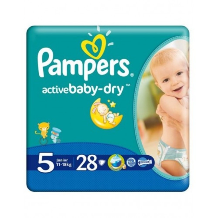 Пелени Pampers Active Baby Dry 5, 28 броя (11-18кг)