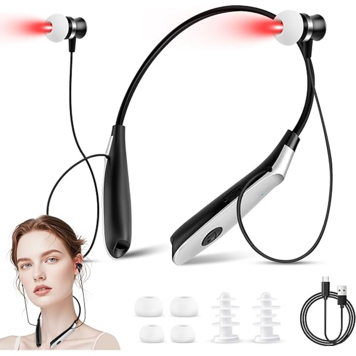 Dispozitiv terapeutic laser pentru ureche si nas, WALALLA, 650nm, negru, 19.5x15x2cm, cu cablu de incarcare Type-C