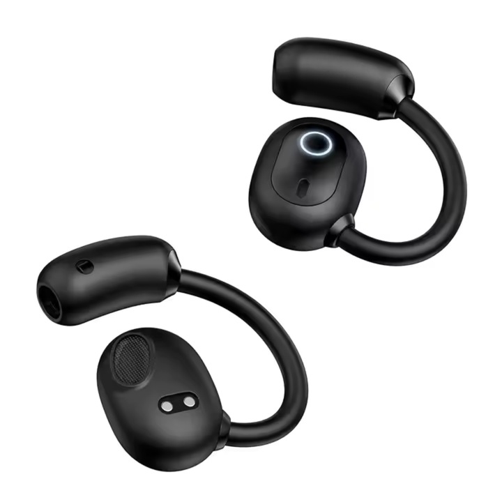 Безжични слушалки, отворени T25, Bluetooth 5.4, аудио, 10 часа автономност, ясна HIFI музика и разговори, отворено докосване, стерео звук, микрофон, ергономичен дизайн, ултралеки, ултракомфортни, водоустойчиви IPX4, черни