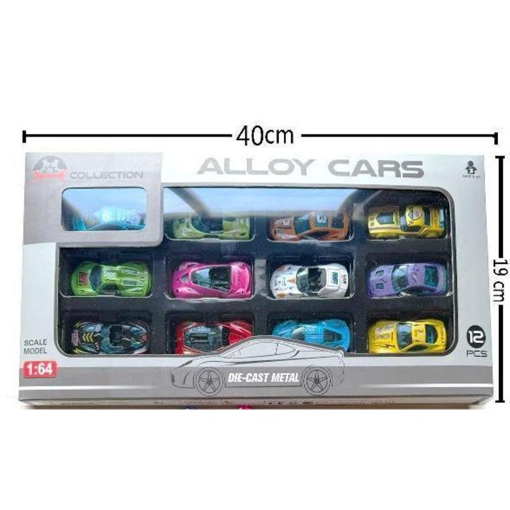 Set 12 masinute din aliaj metalic si plastic, GHEMOTOC®, culori diferite