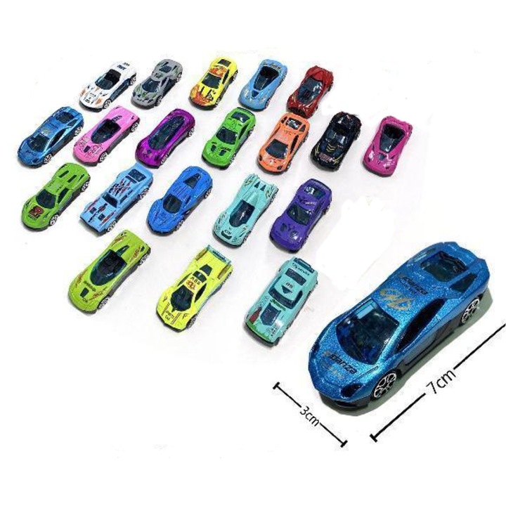 Set 20 masinute din aliaj metalic si plastic, GHEMOTOC®, culori diferite