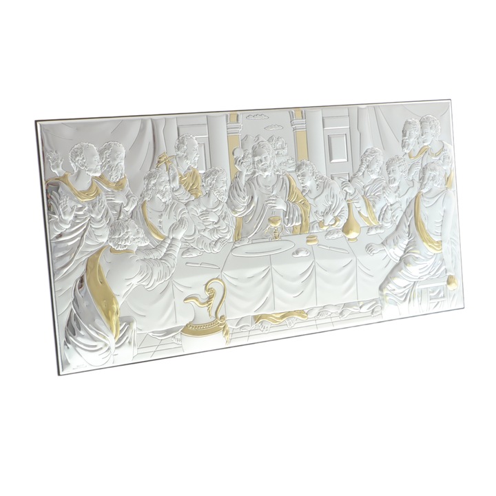 Ezüstözött ikon Az utolsó vacsora 39x19 cm