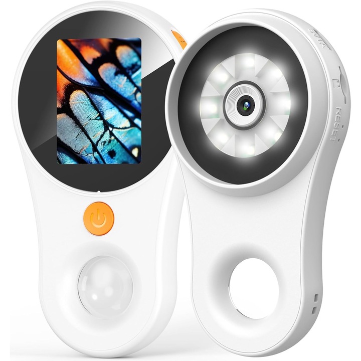 Microscop digital, WALALLA, ecran IPS 2.0 inch, 500x marire, portabil, 8 LED-uri, alb