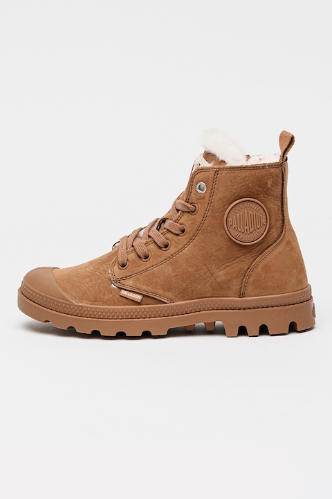 Palladium, Ghete din piele nabuc Pampa Hi Zip WL, Maro cognac
