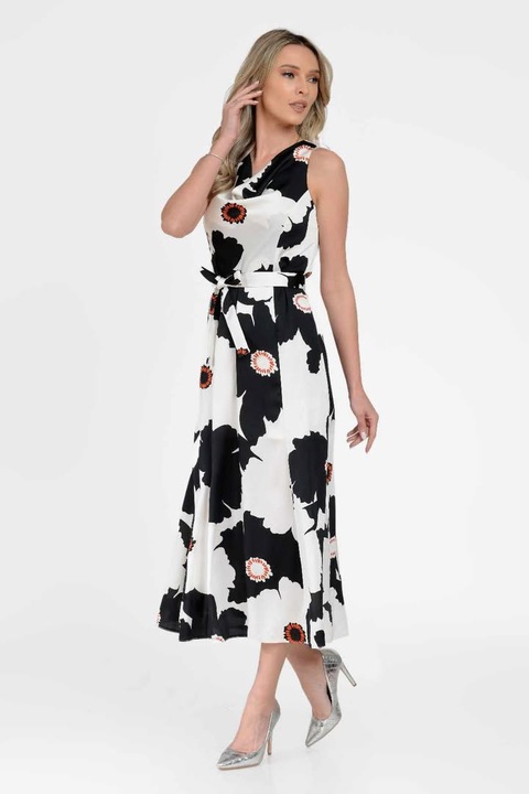 Rochie eleganta de zi cu imprimeu floral 465, Alb