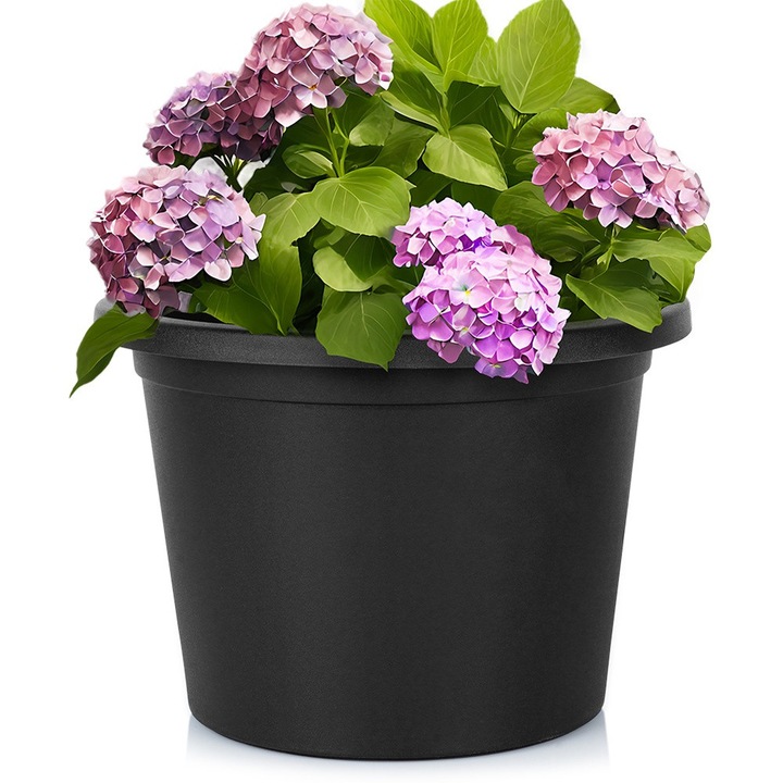 Vaza De Gradina, Vilde, 34x24 cm, Material Ecologic, 90% Din Reciclare, Utilizare Universala - Gradina, Terasa, Balcon, Rezistenta La Conditii Meteorologice, Decoratiune Eleganta Pentru Plante, Negru