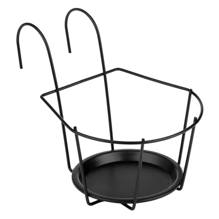 Suport pentru Ghivece, Suspendabil, Metalic, Negru, 17.5x18x10cm